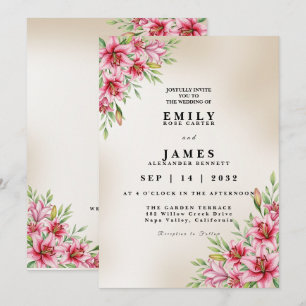 Elegante Stargazer-Lilien-Hochzeitseinladung Einladung