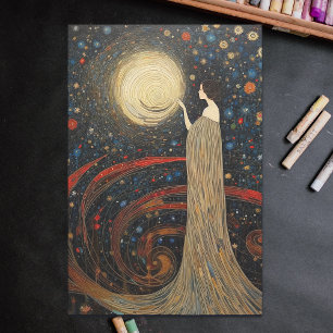 Elegante Starry Night Art Nouveau Decoupage Geschenkpapier Set