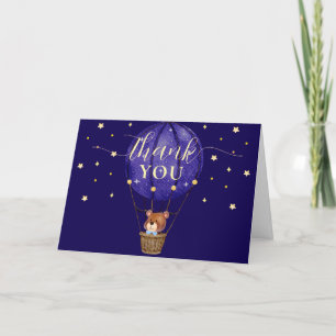 Elegante Stars Bear Hot Air Ballon Boy Baby Dusche Dankeskarte