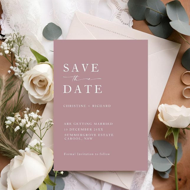 Elegante Staub-Rose Hochzeit speichern Sie das Dat (Von Creator hochgeladen)