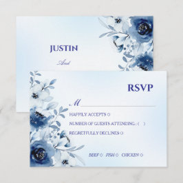 Elegante Staubblaue Aquarell-Blumen-RSVP-Karte RSVP Karte