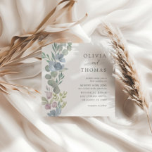 Elegante staubblaue Aquarell-Blumenhochzeit