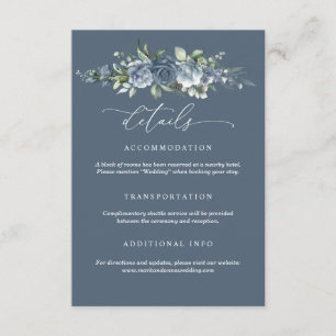 Elegante staubblaue Blumen-Hochzeitseinschlusskart Begleitkarte