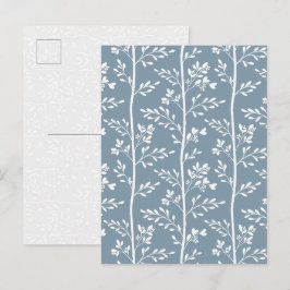Elegante staubblaue Blumen-Kunst-Postkarte Feiertagspostkarte