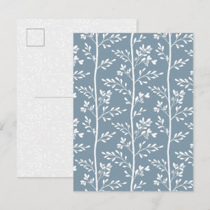 Elegante staubblaue Blumen-Kunst-Postkarte Feiertagspostkarte