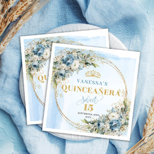 Elegante staubblaue Blumen-Quinceañera-Servietten Serviette
