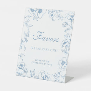 Elegante staubblaue Blumenhochzeitsgeschenke Sockelschild