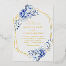 Elegante staubblaue florale goldene geometrische H