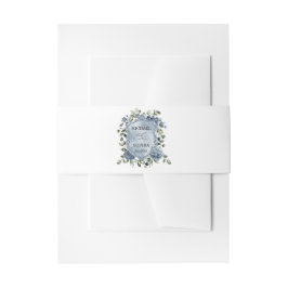 Elegante staubblaue florale Hochzeit Einladungsbanderole