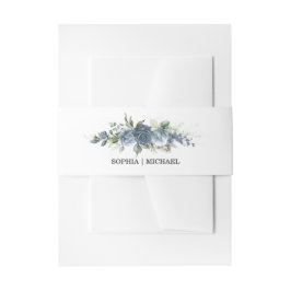 Elegante staubblaue florale Hochzeit Einladungsbanderole