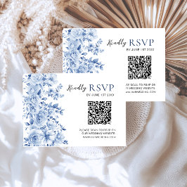 Elegante staubblaue florale Hochzeits-RSVP-Karte Q RSVP Karte
