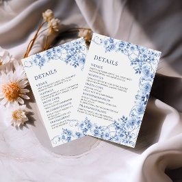 Elegante staubblaue florale Hochzeitsdetails  Begleitkarte