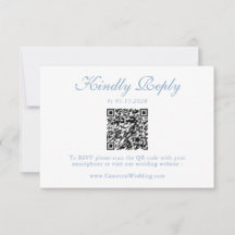 Elegante staubblaue florale QR-Code-Hochzeits-RSVP