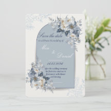 Elegante Staubblaue Florale Save-the-Date-Karte mi