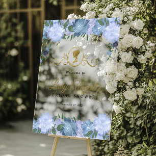Elegante staubblaue florale viktorianische Brautpa Acrylschild