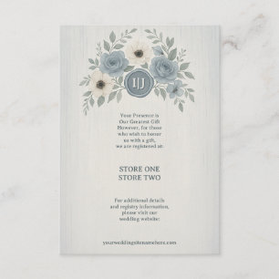 Elegante Staubblaue Florale Wachssiegel-Hochzeit Begleitkarte
