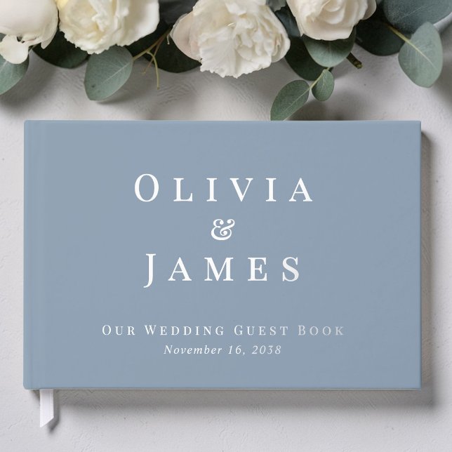 Elegante staubblaue Hochzeit Gästebuch (Elegant Dusty Blue Wedding Foil Guest Book)