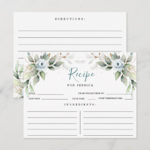 Elegante Staubblaue Hochzeitsdusche-Rezeptkarte Postkarte