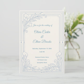 Elegante staubblaue Hochzeitseinladung Einladung