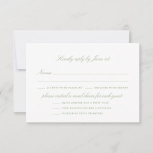 Elegante staubblaue Hochzeitsmenüoptionen  RSVP Karte