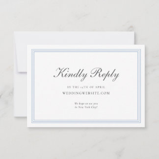 Elegante staubblaue klassische Hochzeits-RSVP-Kart RSVP Karte