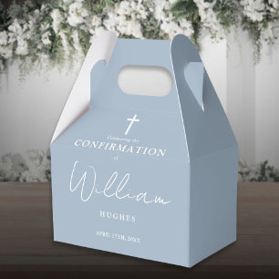 Elegante staubblaue minimalistische Konfirmation Geschenkschachtel