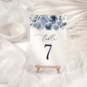 Elegante staubblaue Rosen Hochzeitstisch-Nummer Tischnummer