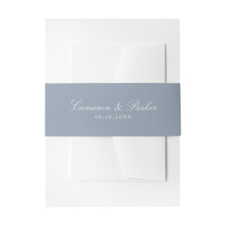 Elegante Staubblaue Schrift Hochzeit Einladungsbanderole