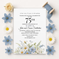 Elegante staubblaue weiße Blumen 75. Hochzeitstag