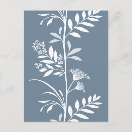 Elegante staubblaue Wildblumen-Silhouetten-Kunst Postkarte