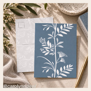 Elegante staubblaue Wildblumen-Silhouetten-Kunst Postkarte