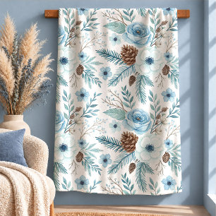 Elegante staubblaue Winterblumen-Decke Sherpadecke