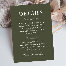 Elegante Staubgrüne Klassische Hochzeitsinformatio Begleitkarte