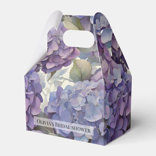 Elegante, staubige, lila Hydrangeas Geschenkschachtel (Vorderseite)