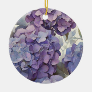 Elegante, staubige, lila Hydrangeas Keramik Ornament