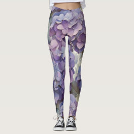 Elegante, staubige, lila Hydrangeas Leggings