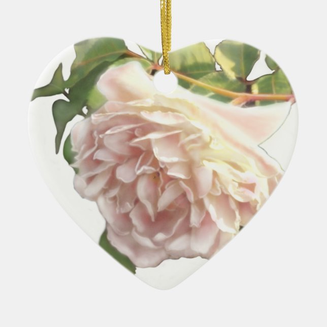 Elegante, staubige, orange Rose Keramik Ornament (Vorne)
