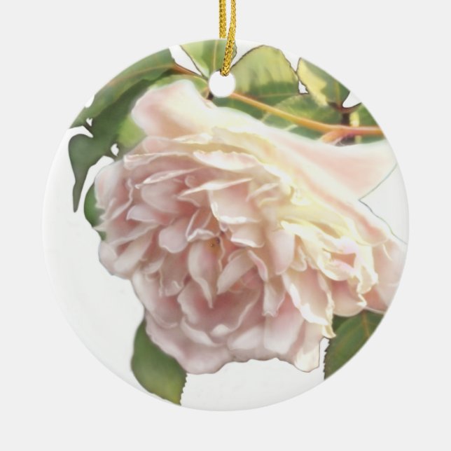 Elegante, staubige, orange Rose Keramik Ornament (Vorne)