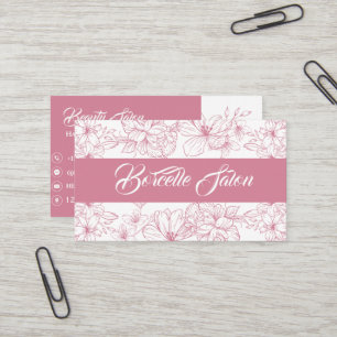 Elegante staubige rosa florale Borcelle Salon Gesc Visitenkarte