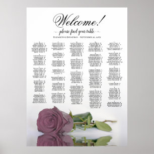 Elegante staubige rosa Rosen alphabetische Sitzord Poster