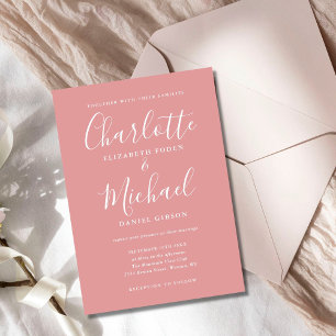 Elegante Staubige Rose Minimalistische Schrift Hoc Einladung
