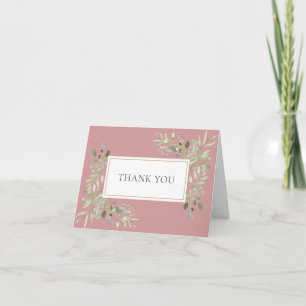 Elegante Staubige Rosen Grünpflanzen Hochzeit Karte