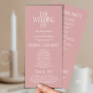 Elegante Staubige Rosen-Typografie Hochzeitsprogra Programm