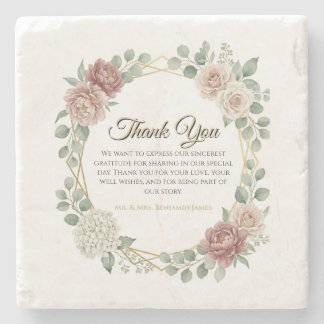 Elegante Staubige Rosenfarbene Geometrische Blumig Steinuntersetzer