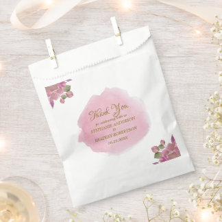 Elegante Staubrosa Florale Hochzeits-Dankeschön Geschenktütchen