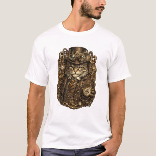 Elegante Steampunk-Katze Viktorianisch Mechanisc T-Shirt