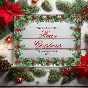 Elegante Stechpalmen- und Beerenrahmen Weihnachten Acryleinladungen