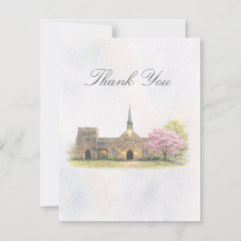 Elegante Stein-Kapelle Hochzeit im Frühling Dankes Dankeskarte