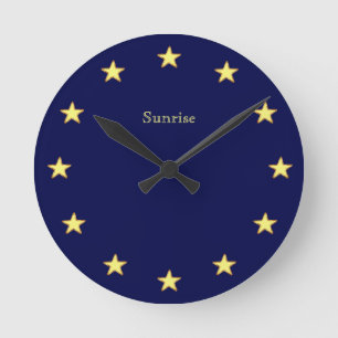 Elegante Sterne auf Navy Blau Runde Wanduhr