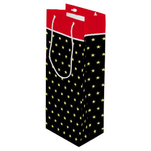 Elegante Sterne auf schwarz-weiß Geschenktasche Geschenktüte Für Weinflaschen